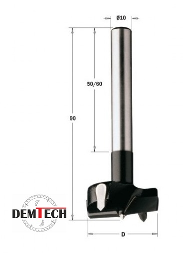 CMT Wiertło puszk. D=35 L=90 (chwyt cylindryczny) S=10x60 512.350.11