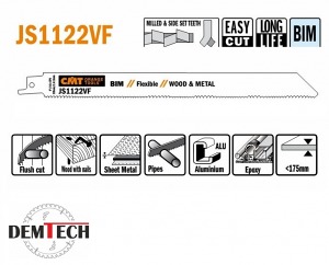 CMT brzeszczot do piły szablastej drewno./metal  L = 225I = 205 H = 19 K = 0,90 TS = 1,8-2,6 JS1122VF-5
