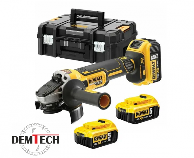 DEWALT SZLIFIERKA KĄTOWA 125MM/18V 3X5.0AH TSTAK BRUSHLESS DCG405P3